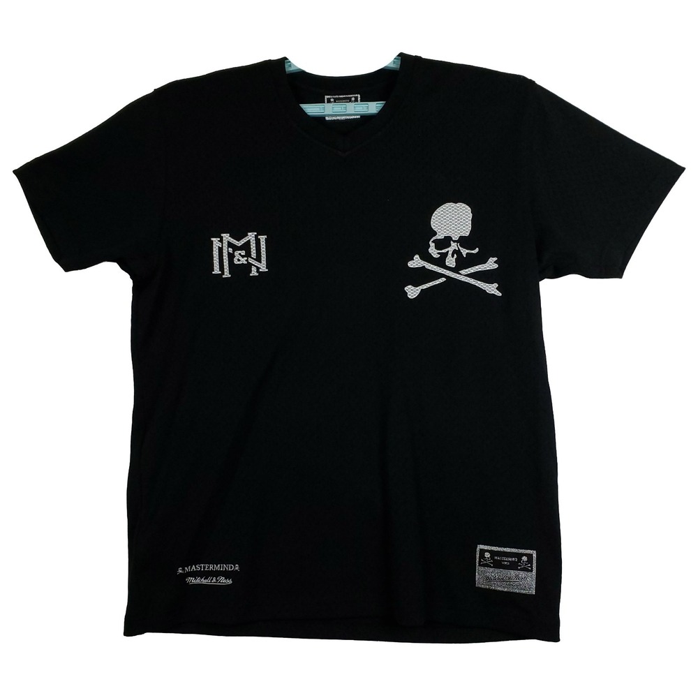 Mastermind‎ World Mitchell & Ness Large Jersey Shirt Embroidery Logos Black New